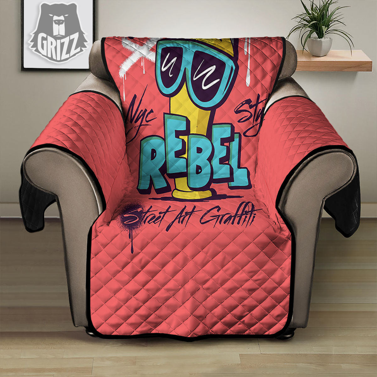 Characters Graffiti Cartoon Print Recliner Protector-grizzshop