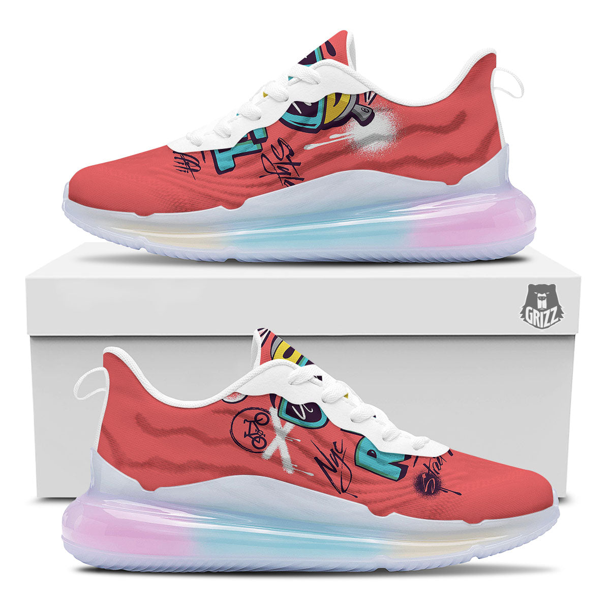 Characters Graffiti Cartoon Print Running Sneakers-grizzshop