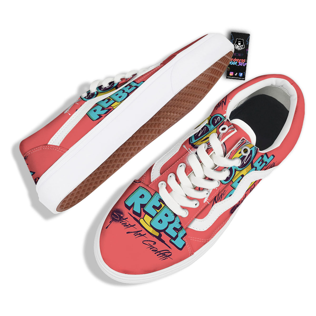 Characters Graffiti Cartoon Print Skate Shoes-grizzshop