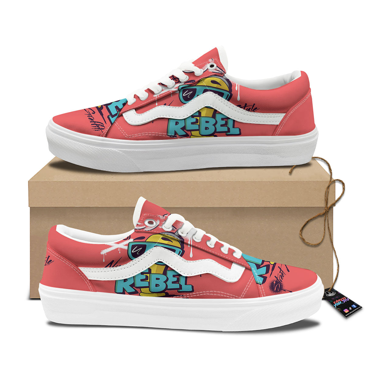 Characters Graffiti Cartoon Print Skate Shoes-grizzshop