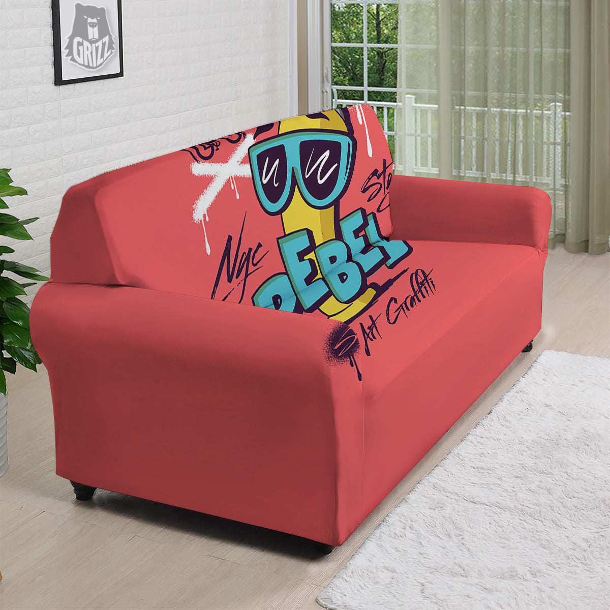 Characters Graffiti Cartoon Print Sofa Cover-grizzshop