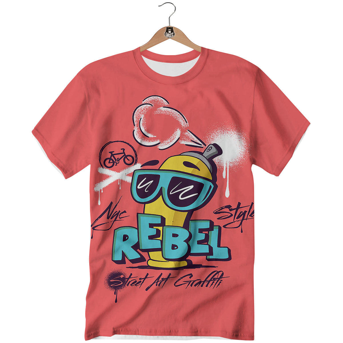 Characters Graffiti Cartoon Print T-Shirt-grizzshop