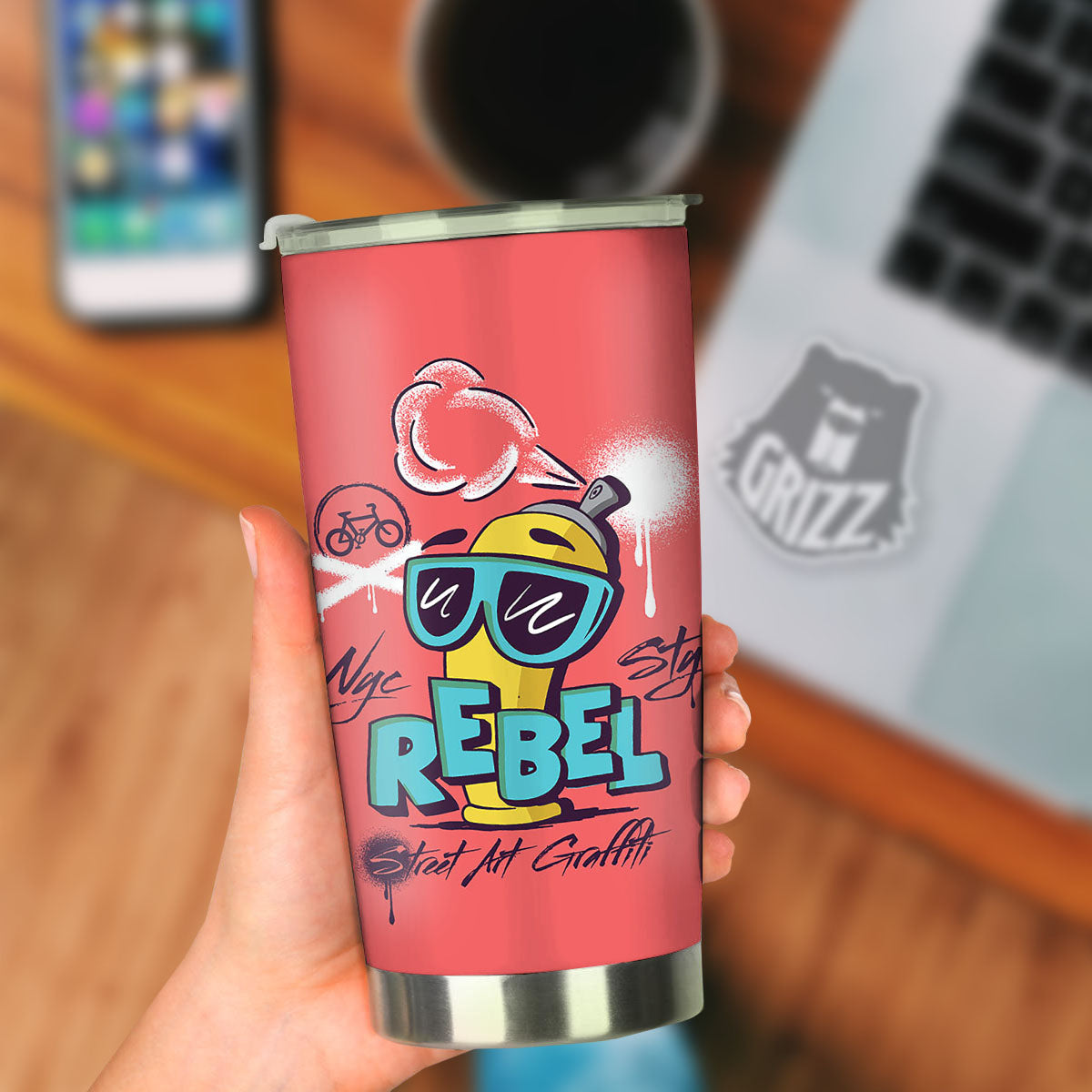 Characters Graffiti Cartoon Print Tumbler-grizzshop