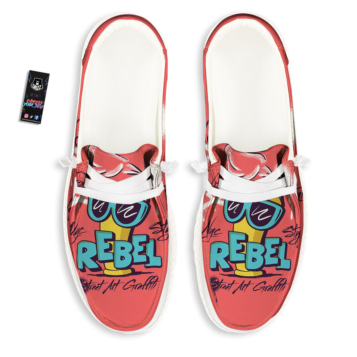 Characters Graffiti Cartoon Print White Loafers-grizzshop