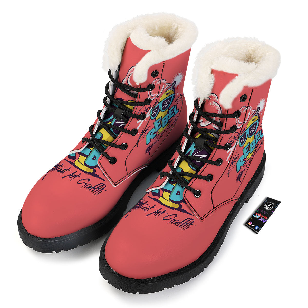 Characters Graffiti Cartoon Print Winter Boots-grizzshop