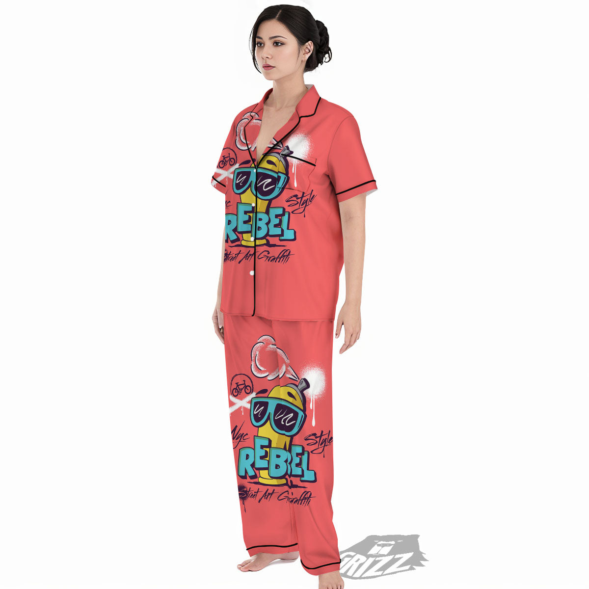 Characters Graffiti Cartoon Print Women's Pajamas Set-grizzshop