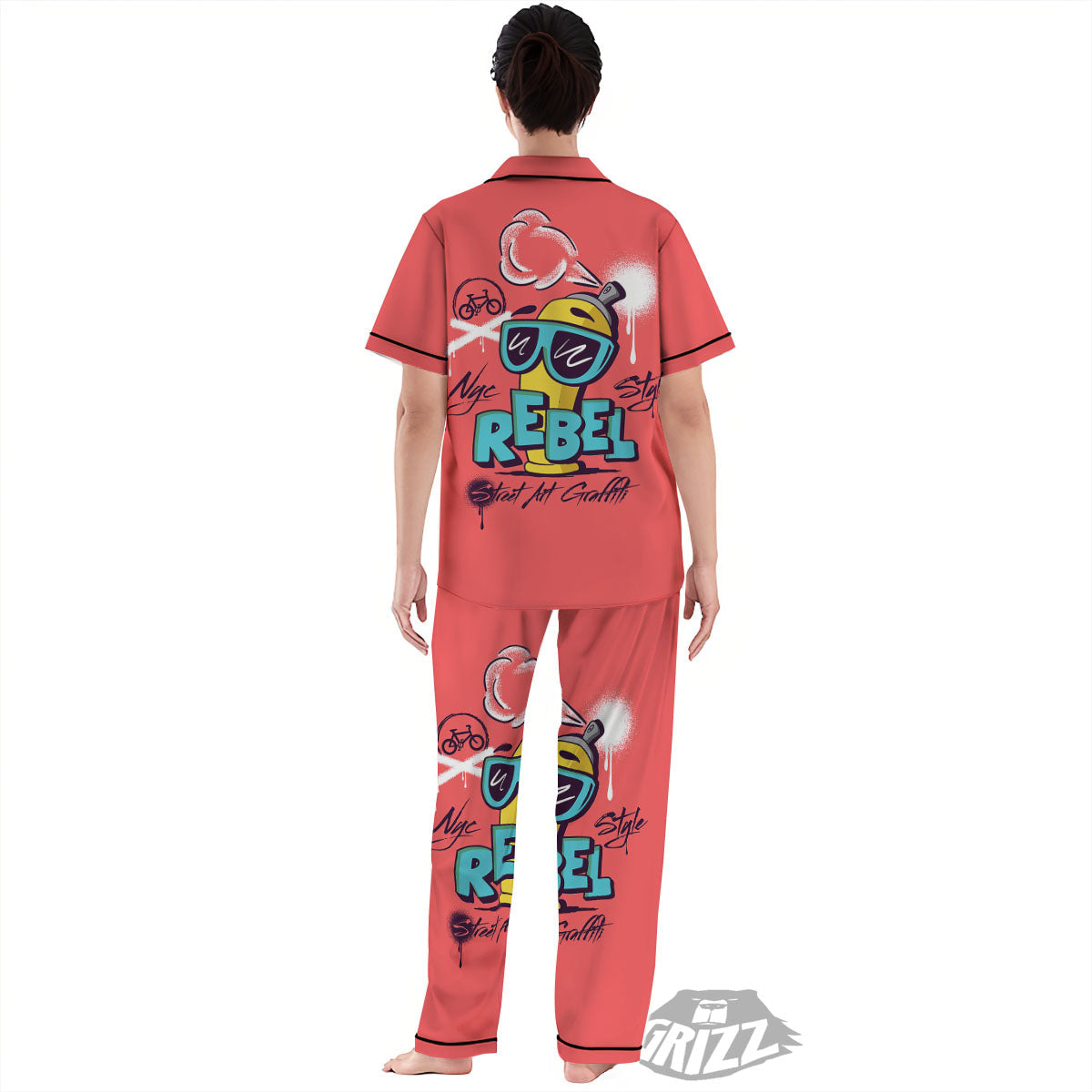 Characters Graffiti Cartoon Print Women's Pajamas Set-grizzshop