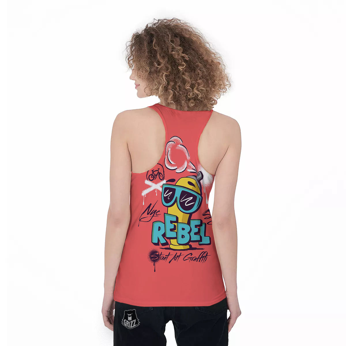 Characters Graffiti Cartoon Print Women's Racerback Tank Top-grizzshop