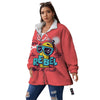 Characters Graffiti Cartoon Print Women's Sherpa Jacket-grizzshop