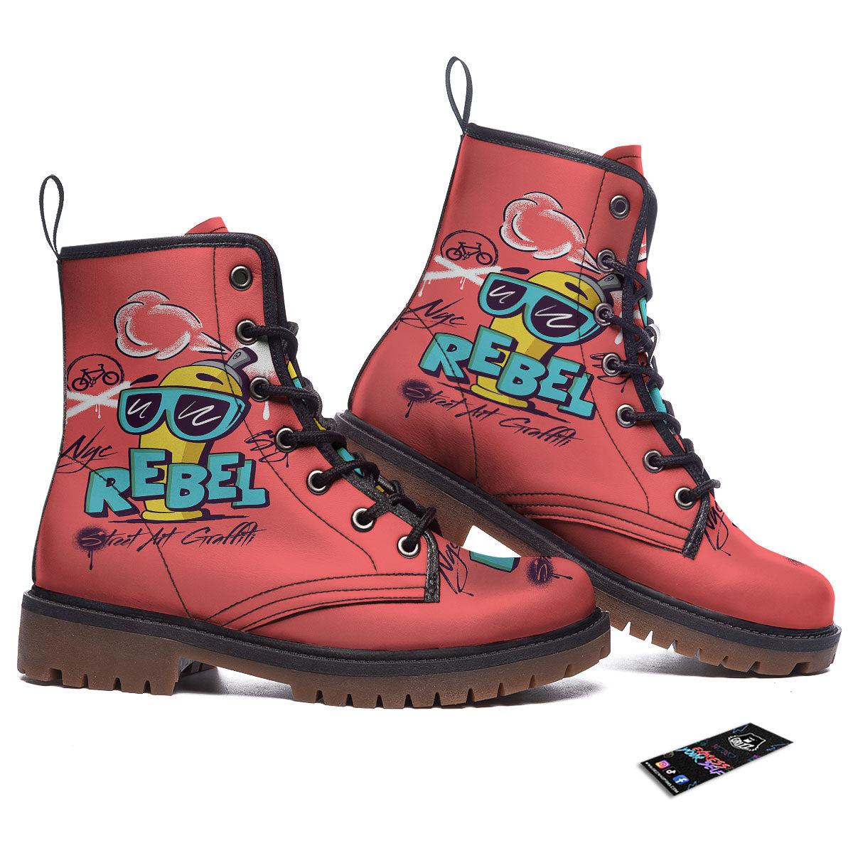 Characters Graffiti Cartoon Print Work Boots-grizzshop