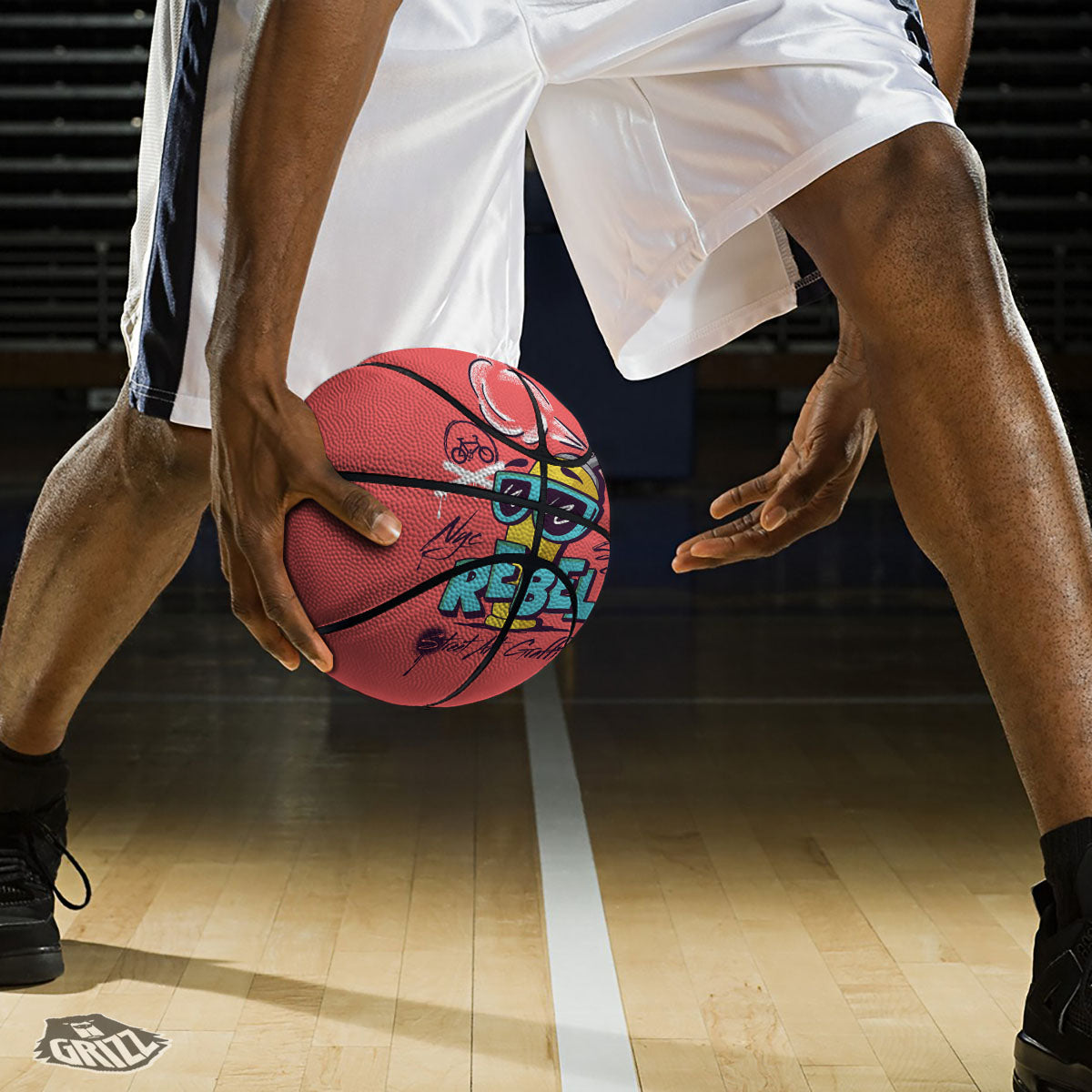 Cancer Breast Little Ribbon Print Basketball