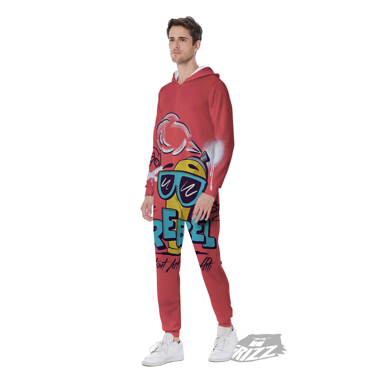 Characters Graffiti Cartoon Print Men's Jumpsuit-grizzshop