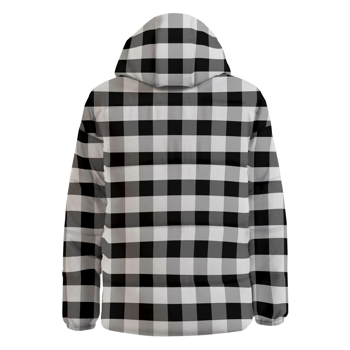 Check Black And Grey Print Pattern Down Jacket-grizzshop