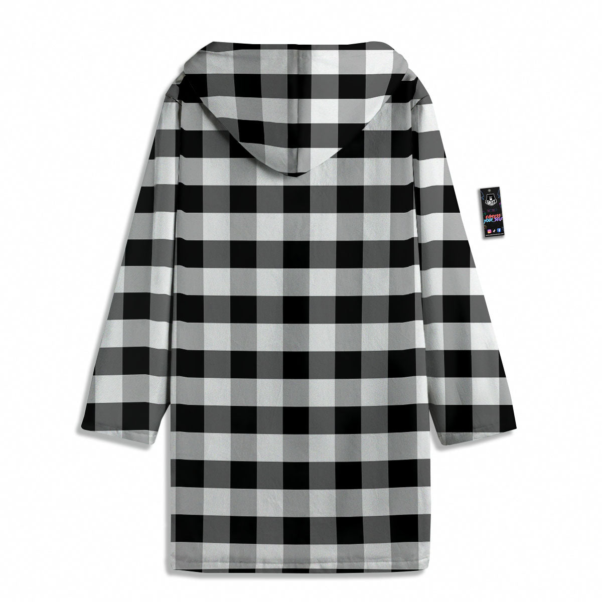 Check Black And Grey Print Pattern Men's Windbreaker Jacket-grizzshop