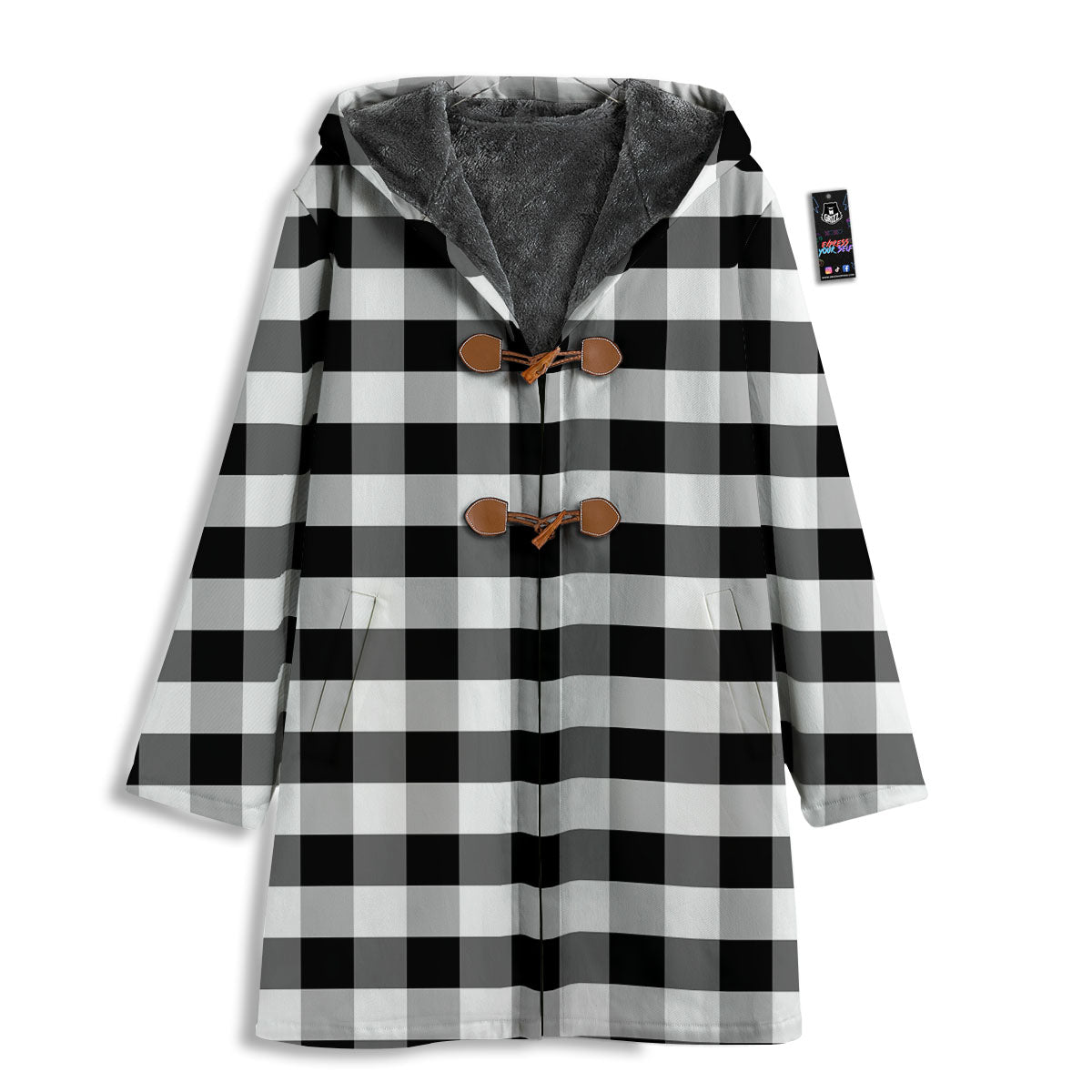 Check Black And Grey Print Pattern Men's Windbreaker Jacket-grizzshop