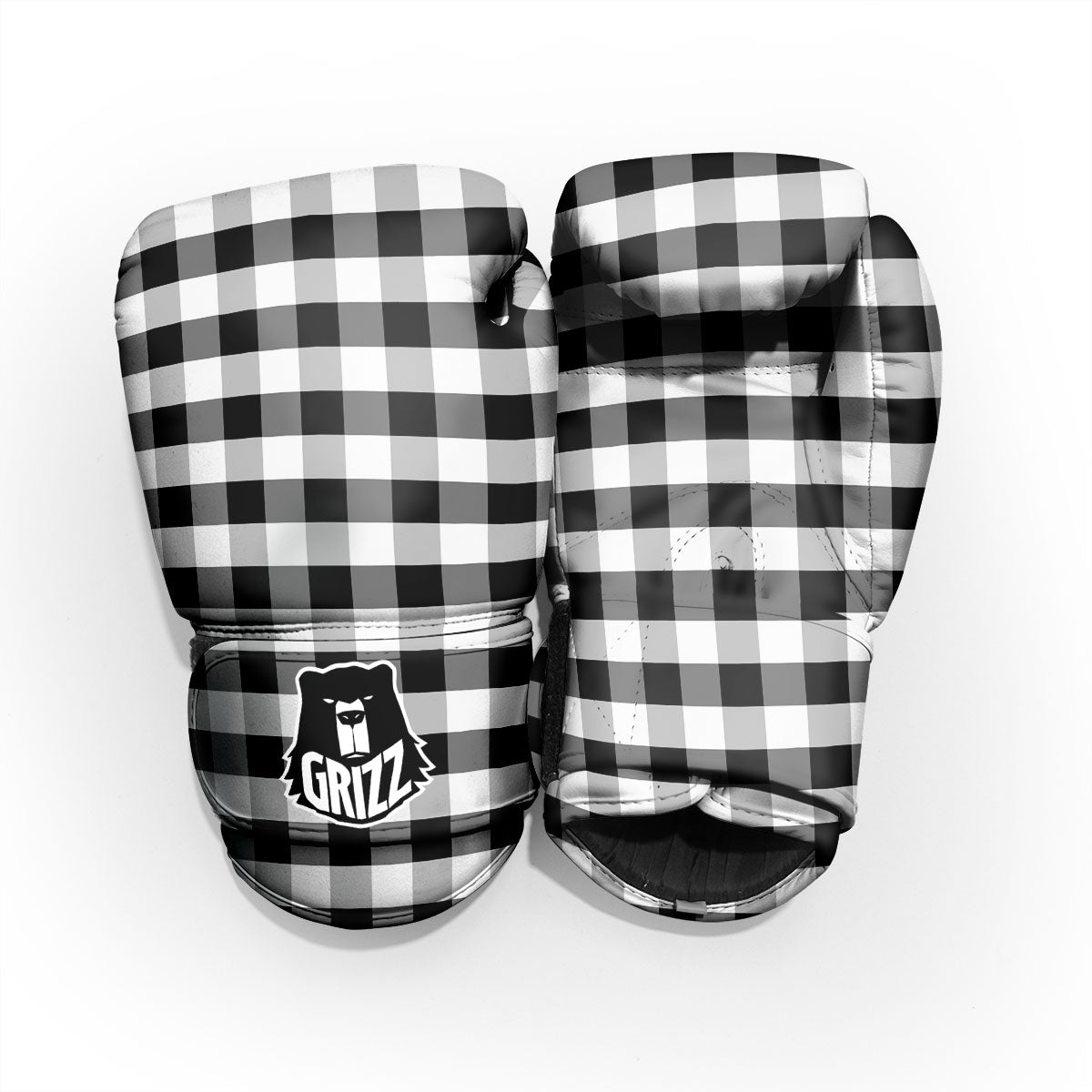 Check Black And Grey Print Pattern Pro Boxing Glove