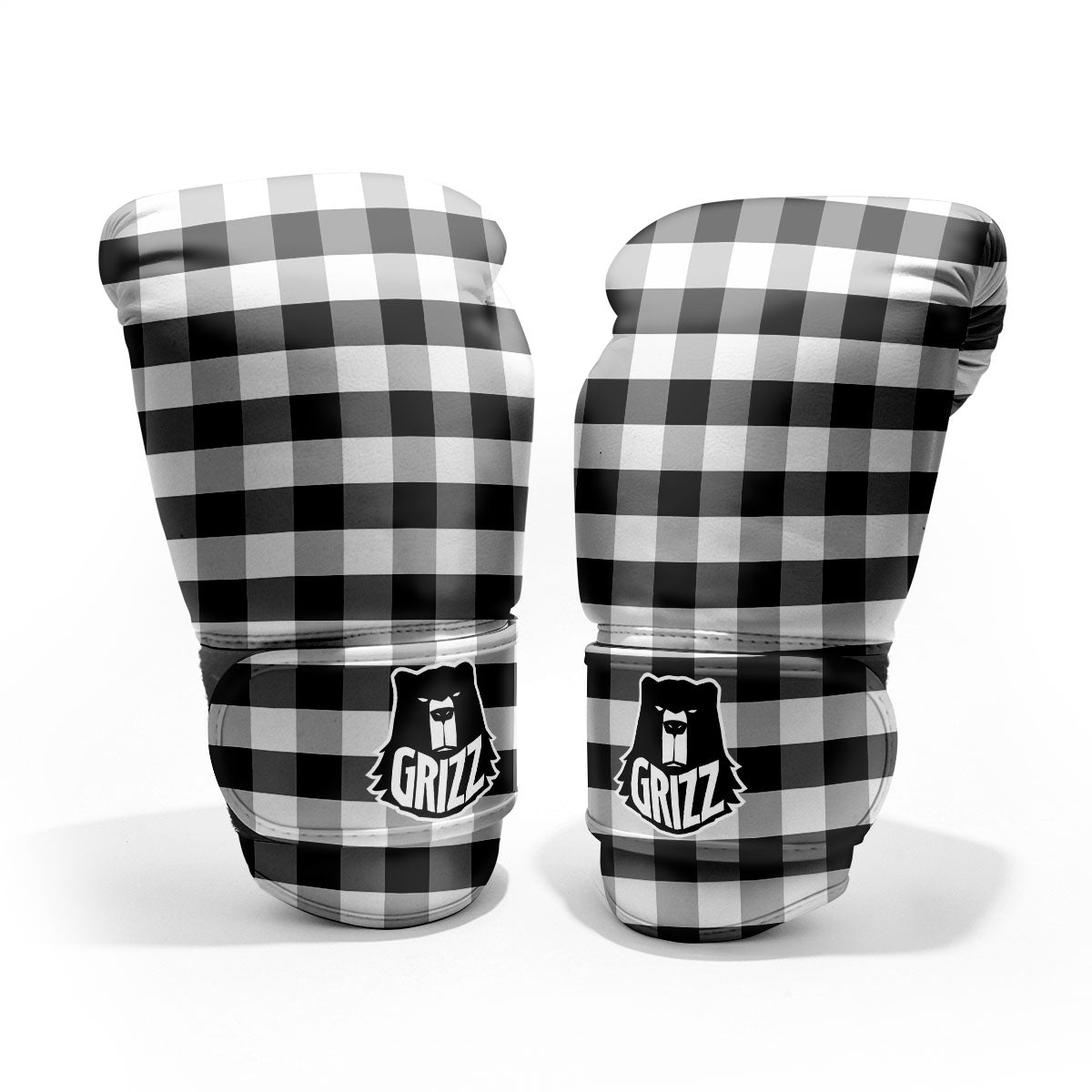 Check Black And Grey Print Pattern Pro Boxing Glove
