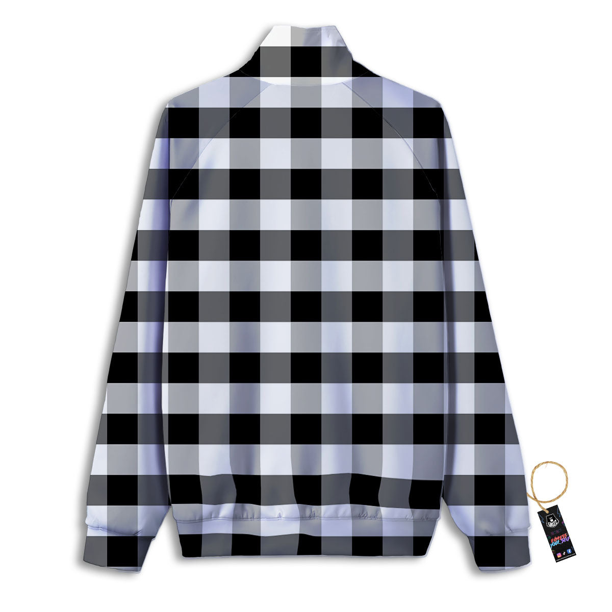 Check Black And Grey Print Pattern Track Jacket-grizzshop