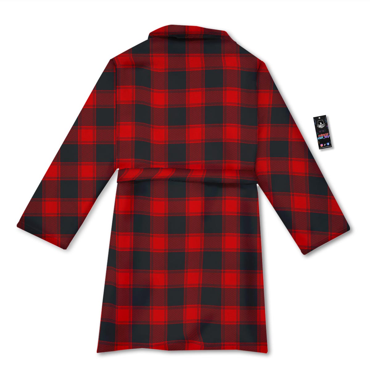 Check Black And Red Print Pattern Bathrobe-grizzshop