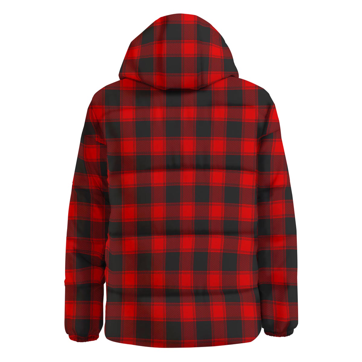 Check Black And Red Print Pattern Down Jacket-grizzshop
