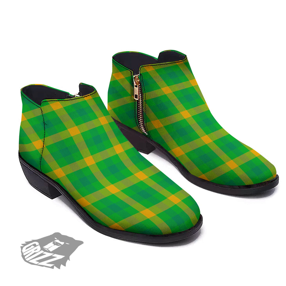 Check Irish Buffalo Print Pattern Ankle Boots-grizzshop