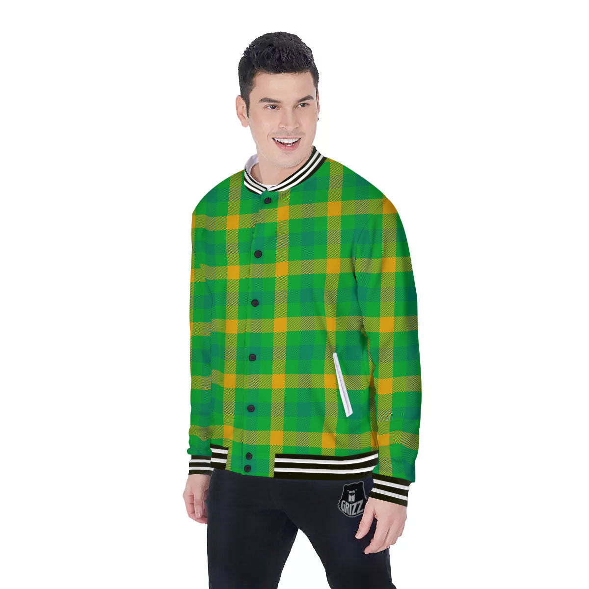 Check Irish Buffalo Print Pattern Baseball Jacket-grizzshop