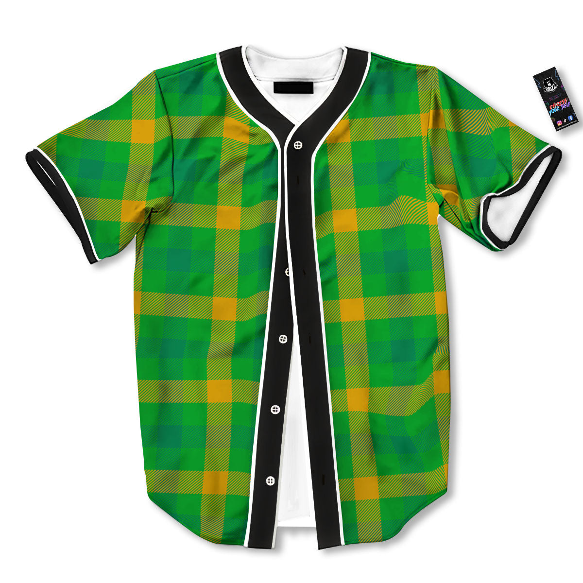 Check Irish Buffalo Print Pattern Baseball Jersey-grizzshop