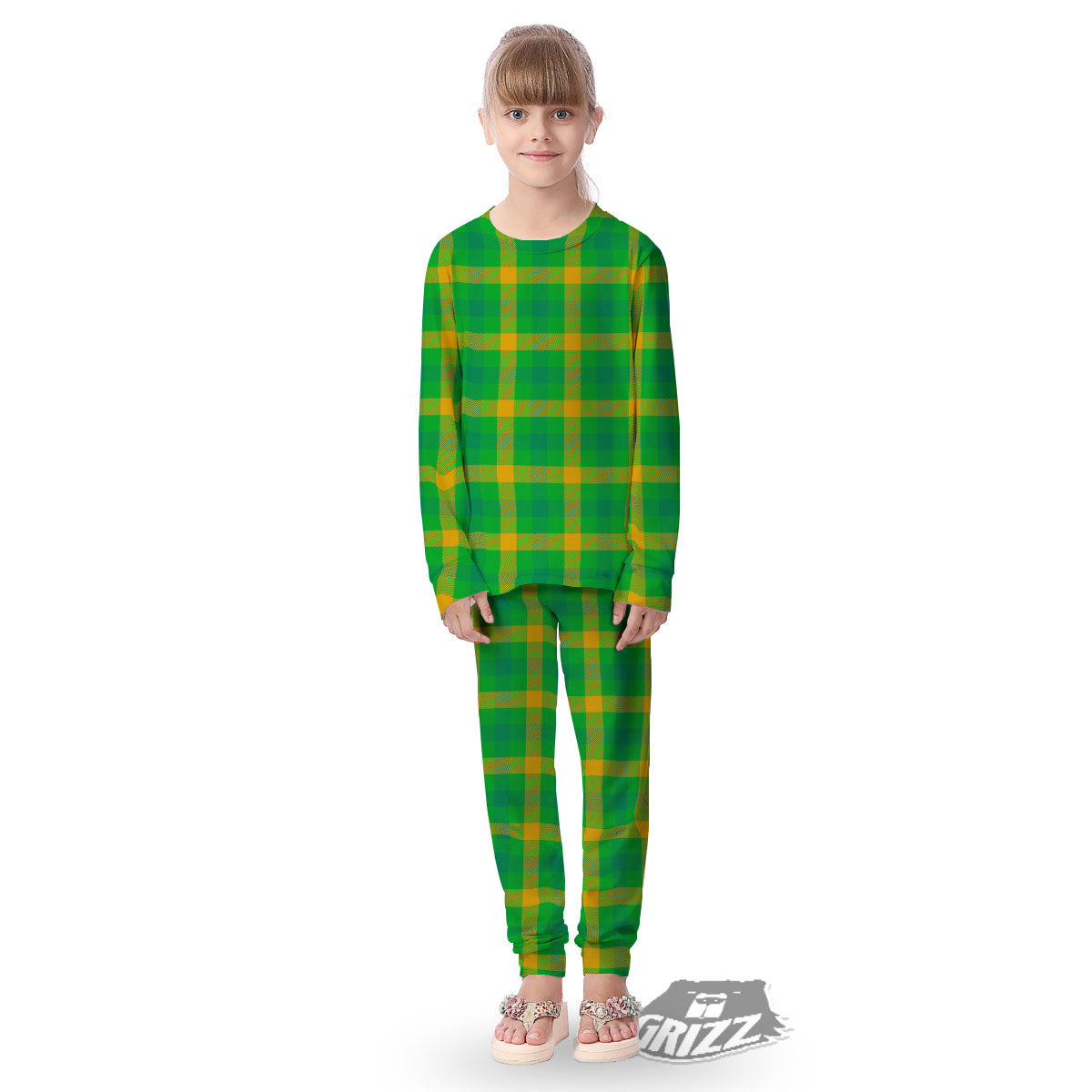 Check Irish Buffalo Print Pattern Kid's Pajamas-grizzshop