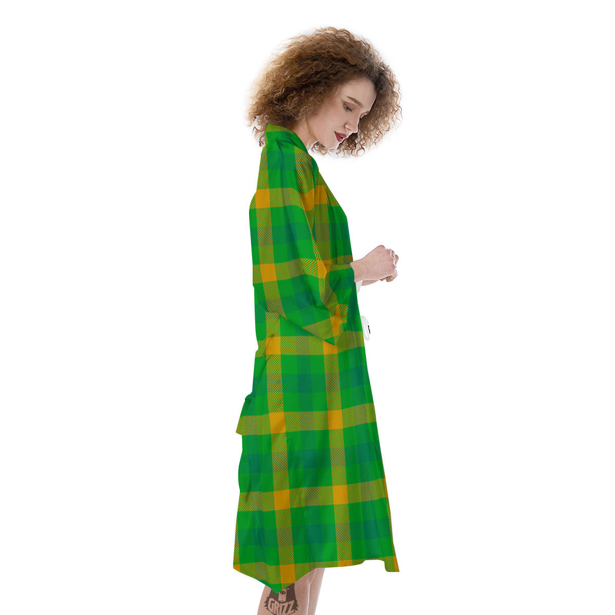 Check Irish Buffalo Print Pattern Kimono-grizzshop