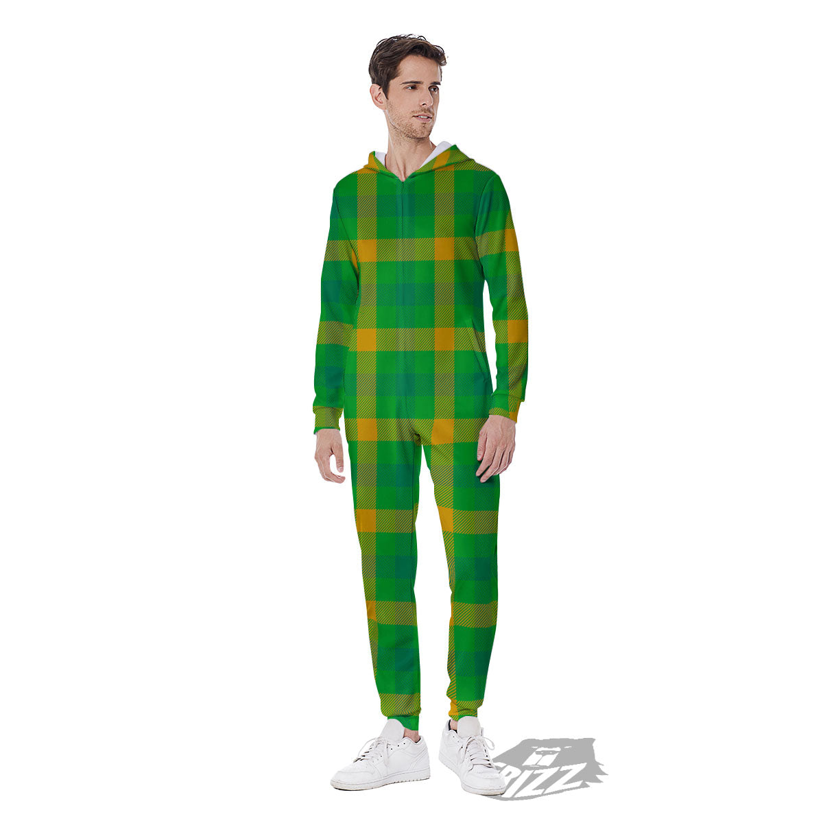 Check Irish Buffalo Print Pattern Men's Jumpsuit-grizzshop