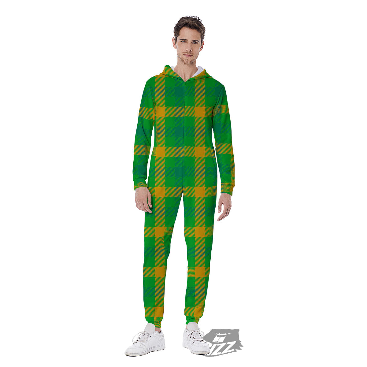 Check Irish Buffalo Print Pattern Men's Jumpsuit-grizzshop