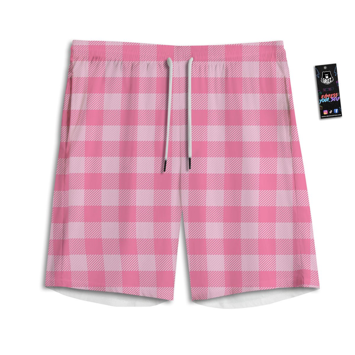 Check Pink Print Pattern Men's Athletic Shorts