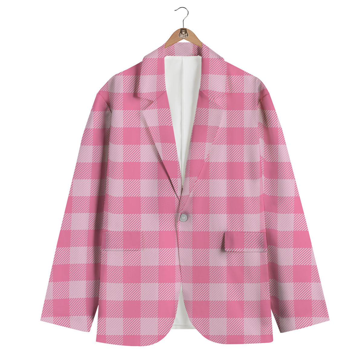 Check Pink Print Pattern Men's Blazer-grizzshop