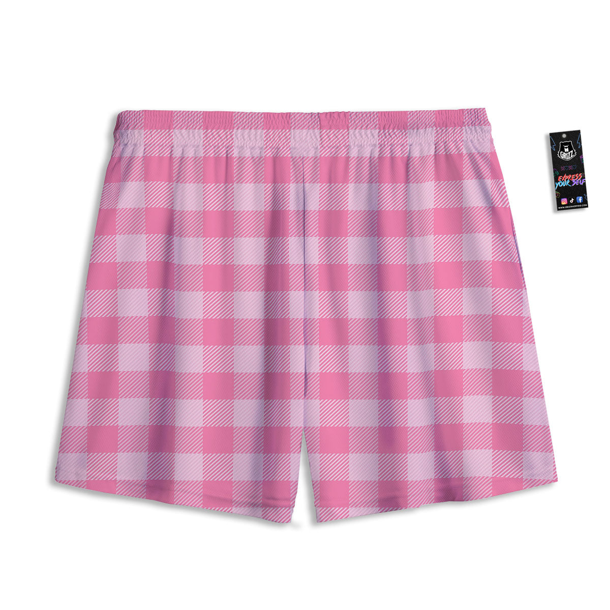 Check Pink Print Pattern Mesh Shorts
