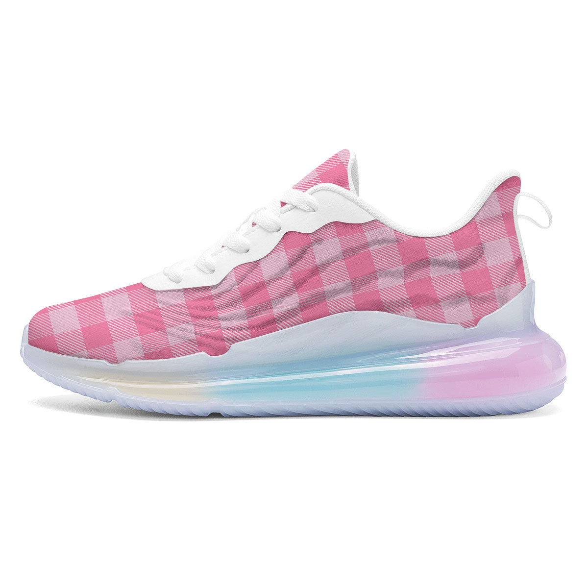 Check Pink Print Pattern Running Sneakers-grizzshop
