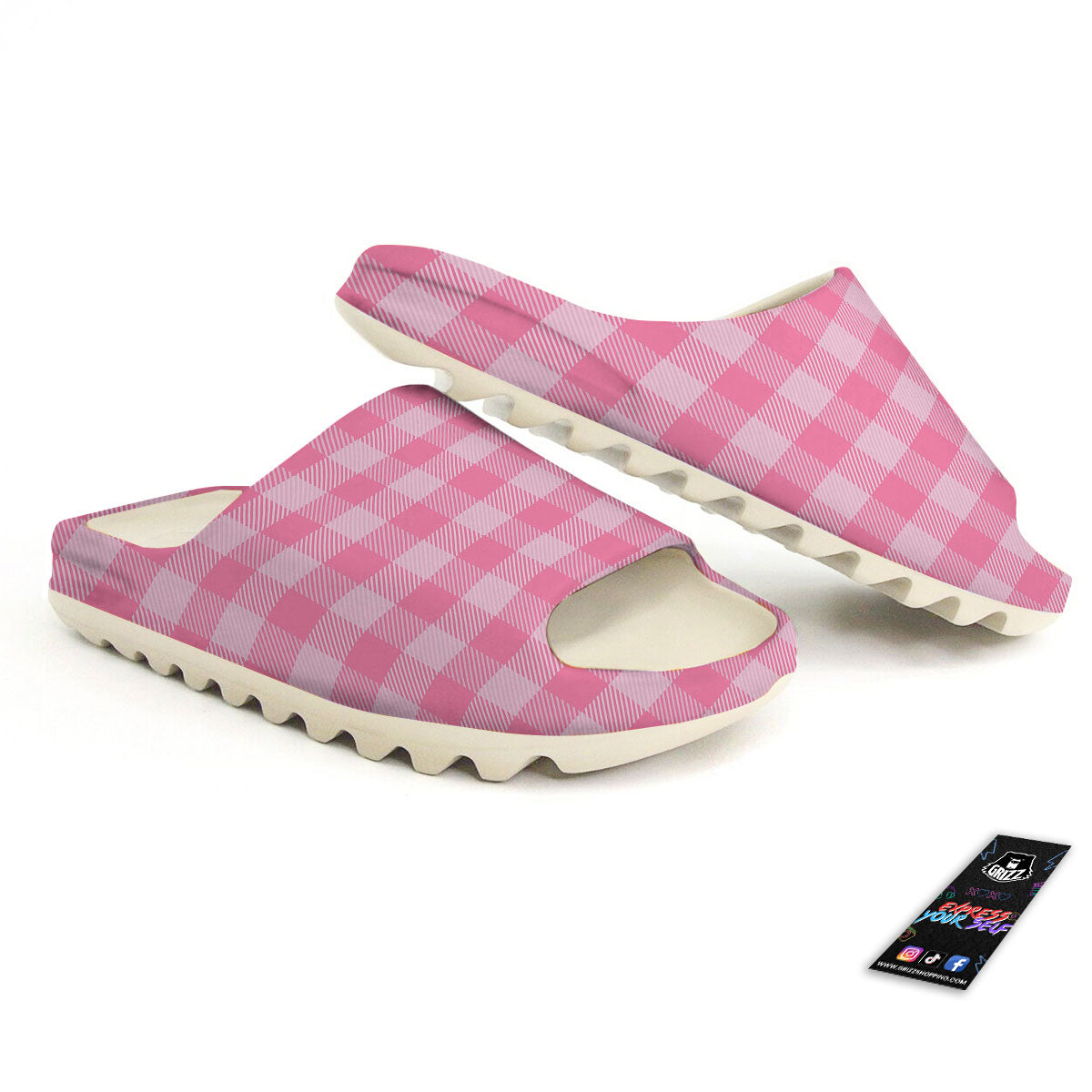 Check Pink Print Pattern Sandals-grizzshop