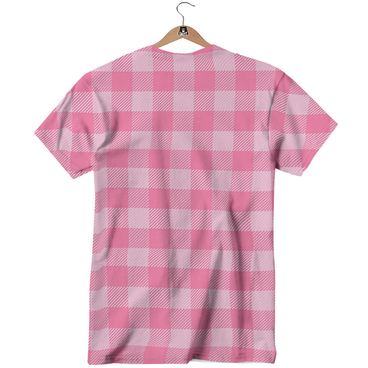 Check Pink Print Pattern T-Shirt-grizzshop