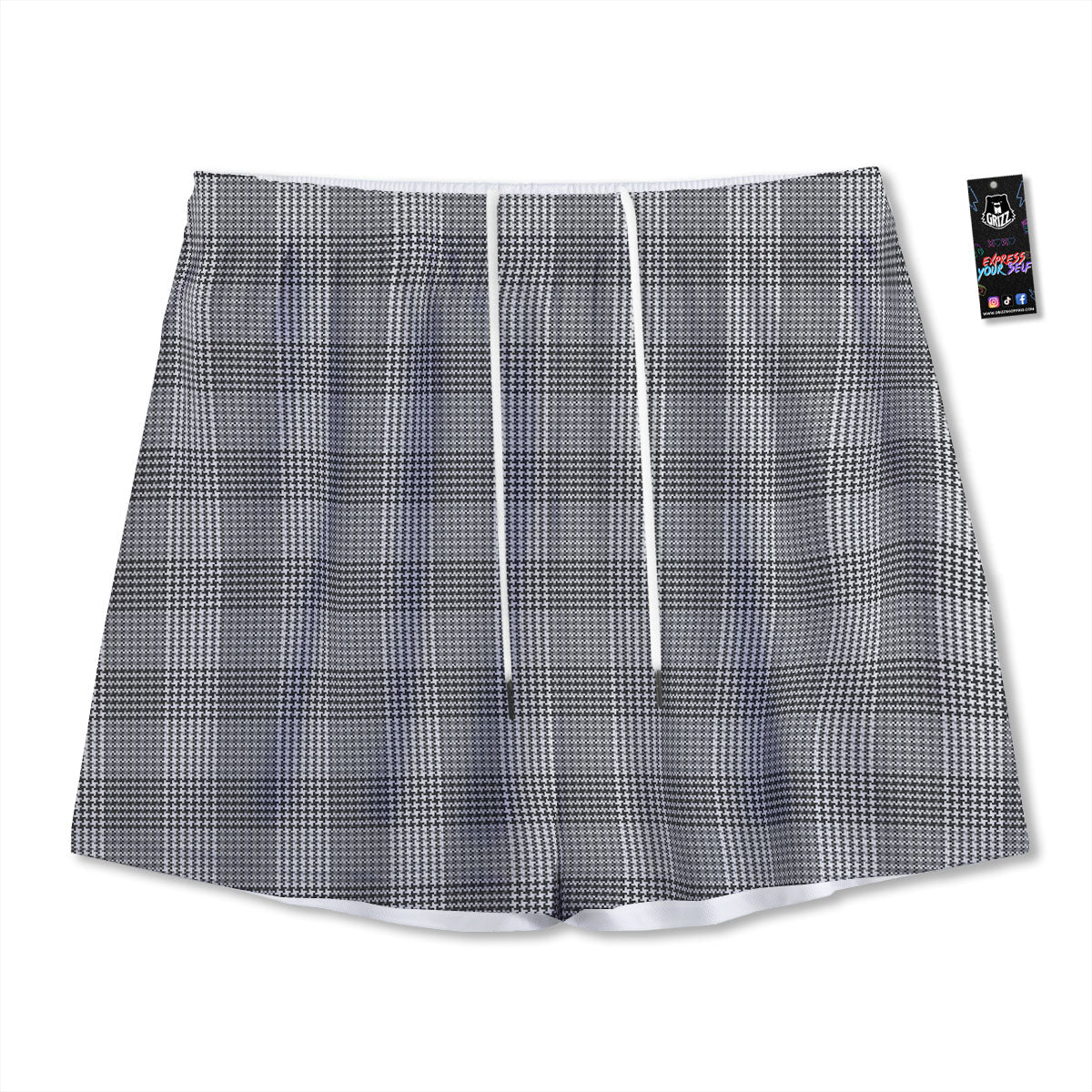 Check Prince Of Wales Print Pattern Mesh Shorts