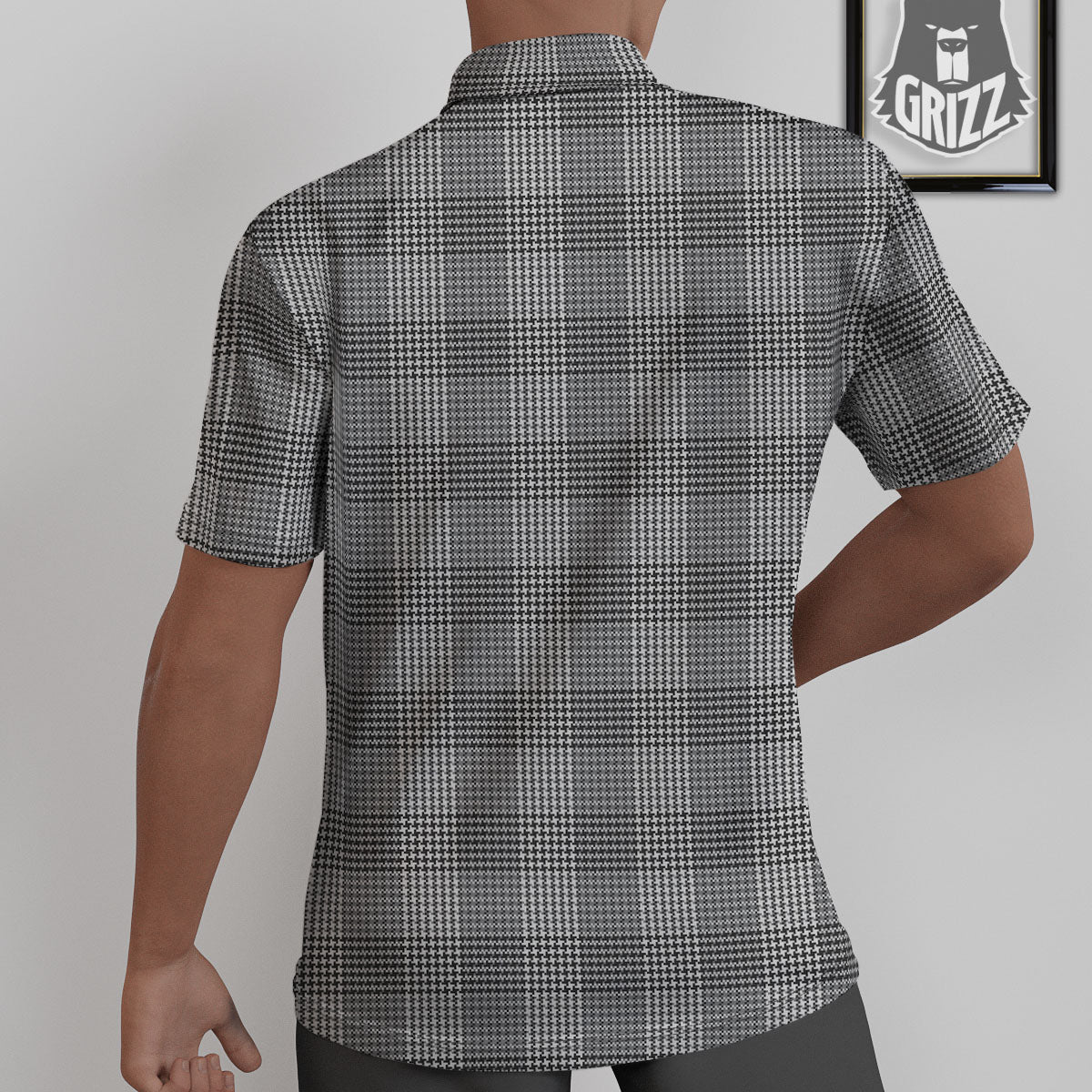 Check Prince Of Wales Print Pattern Untucked Shirts-grizzshop