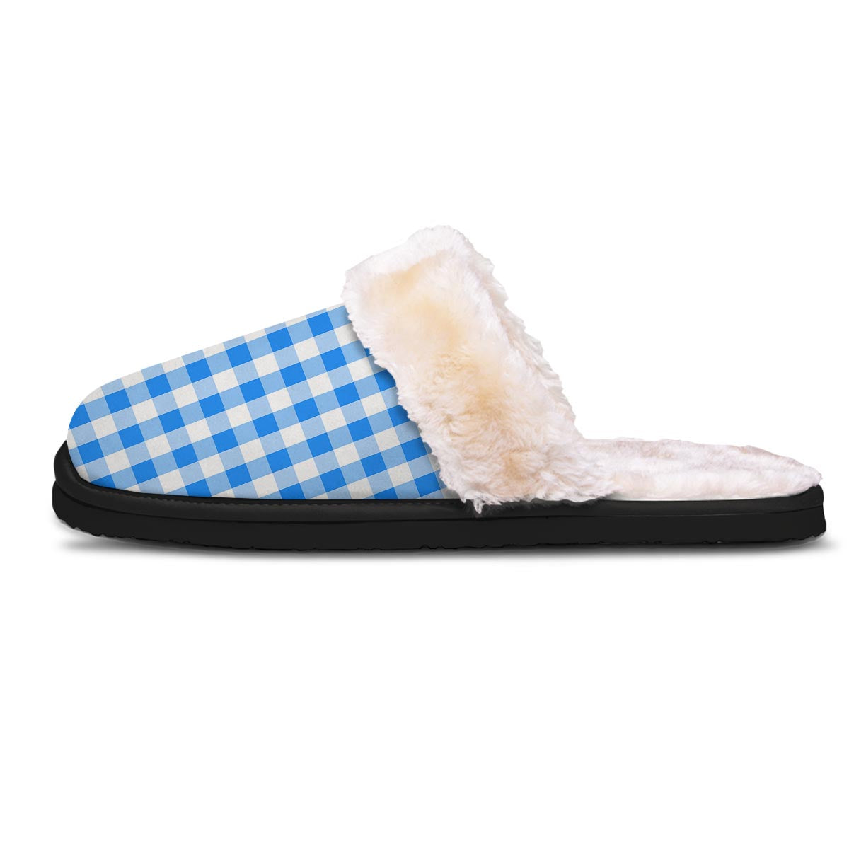 Check Sapphire Blue Print Pattern Slippers-grizzshop
