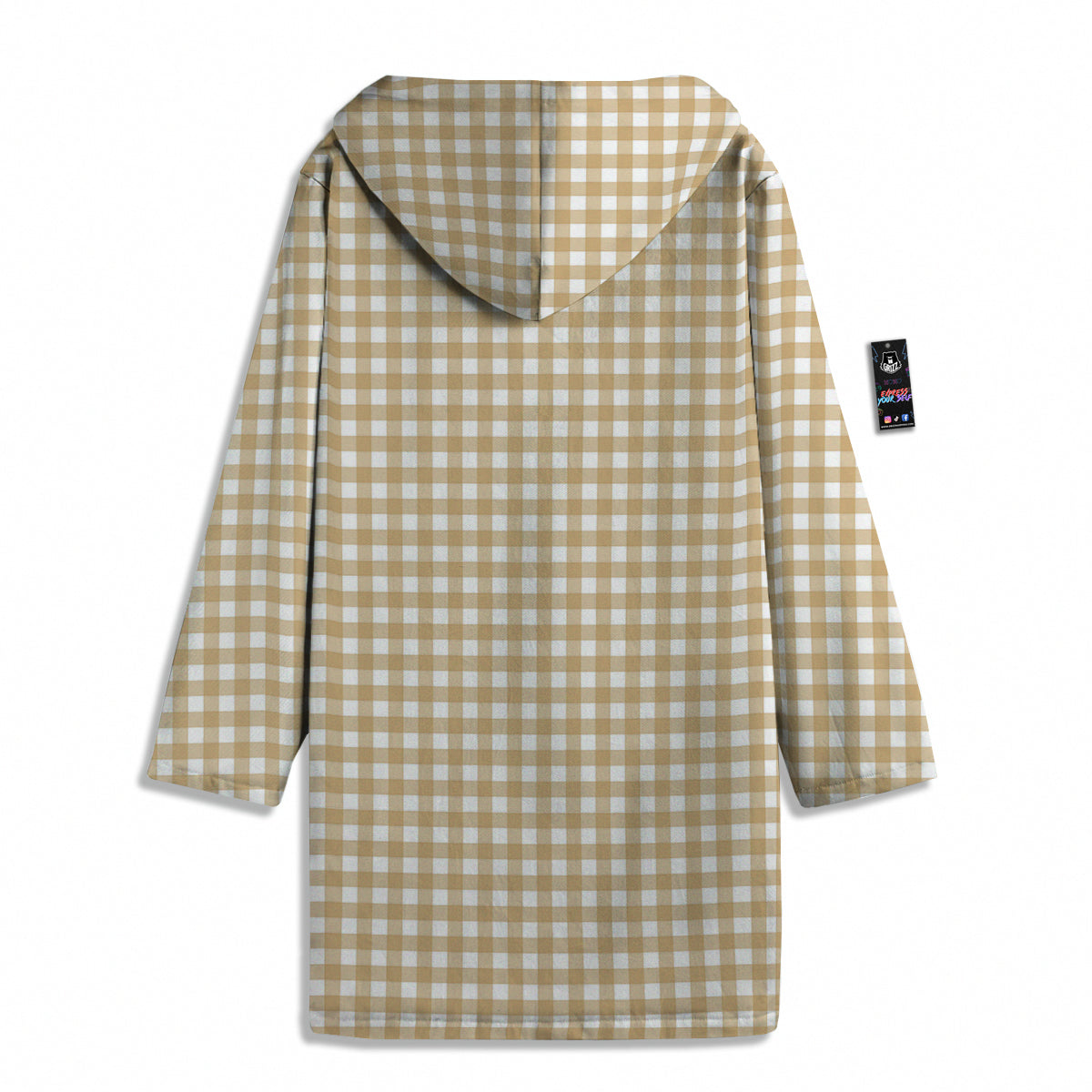 Check White And Beige Print Pattern Men's Windbreaker Jacket-grizzshop