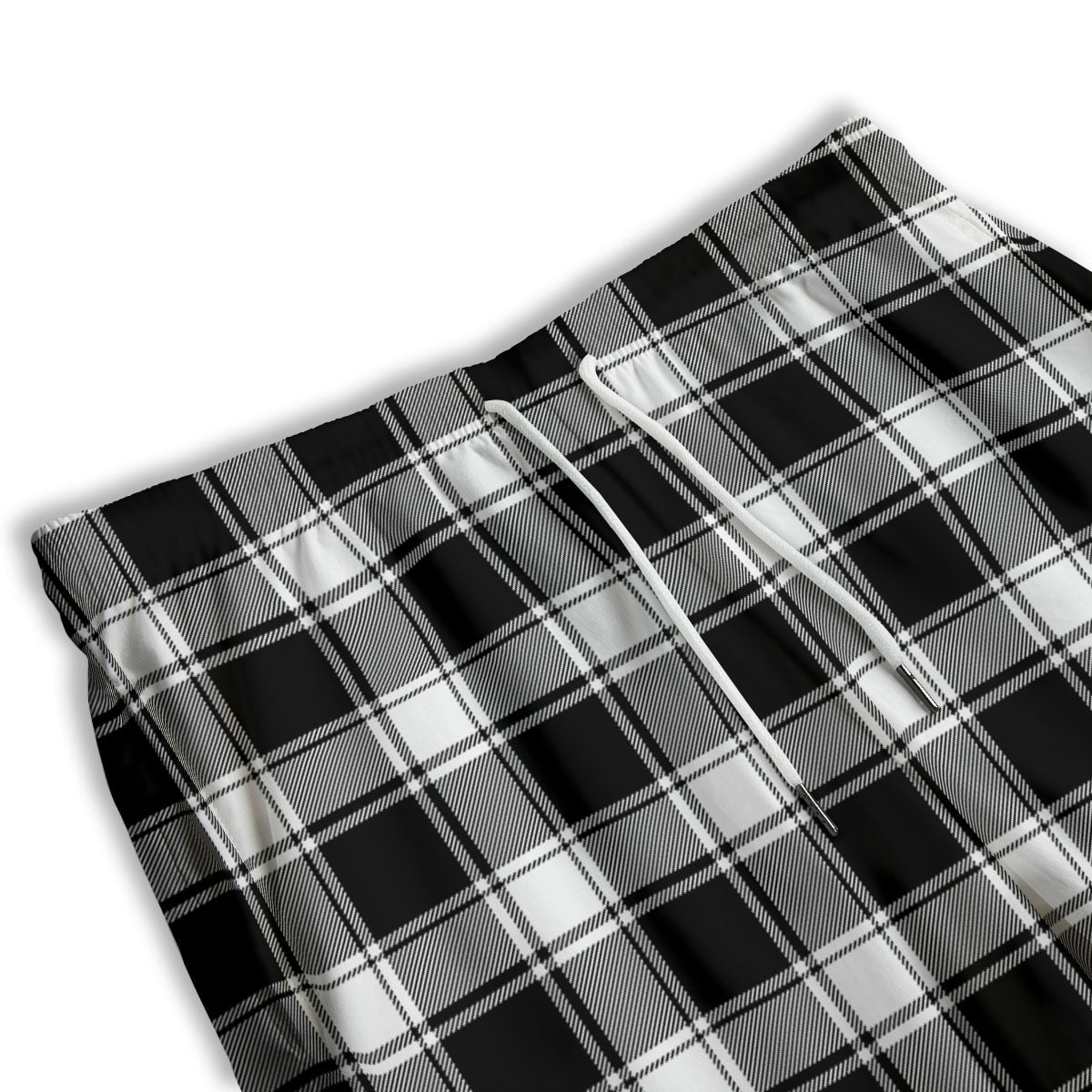 Check White And Black Print Pattern Men's Athletic Shorts