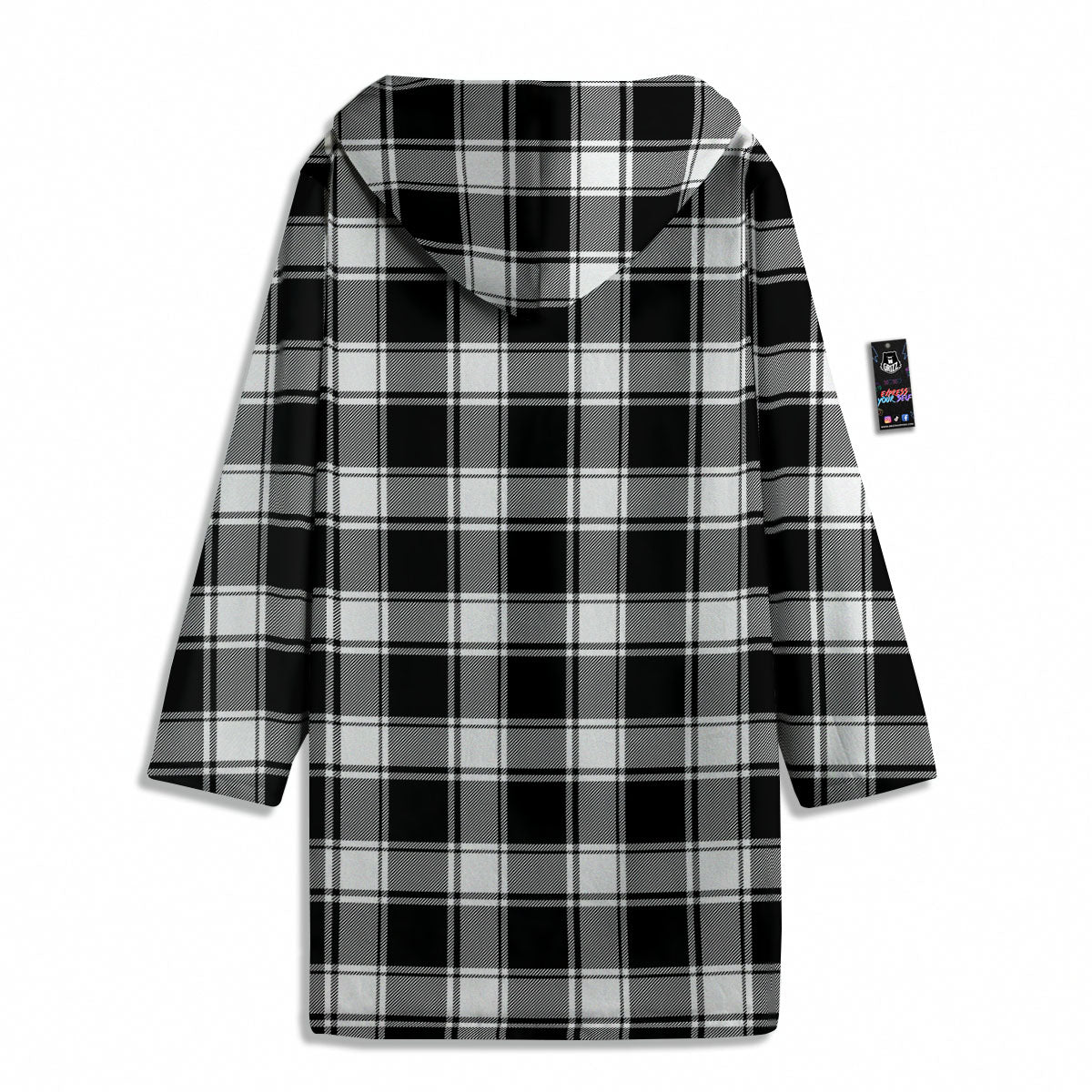Check White And Black Print Pattern Men's Windbreaker Jacket-grizzshop