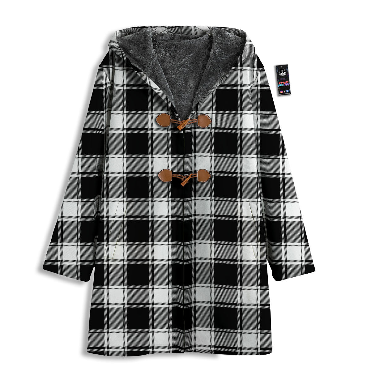 Check White And Black Print Pattern Men's Windbreaker Jacket-grizzshop