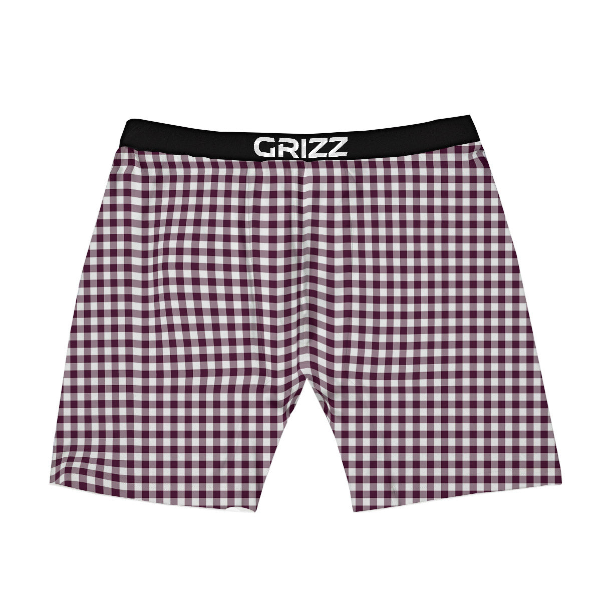 Check White And Burgundy Print Pattern Boxer Briefs-grizzshop