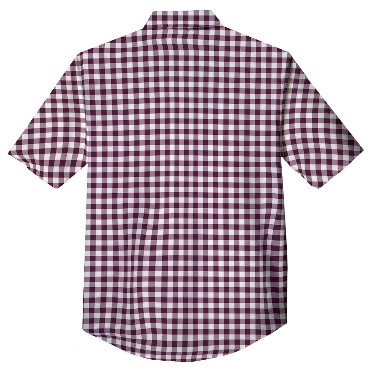 Check White And Burgundy Print Pattern Button Up Shirt-grizzshop
