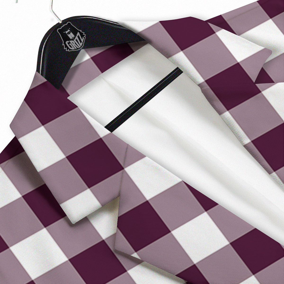 Check White And Burgundy Print Pattern Men's Sport Coat-grizzshop