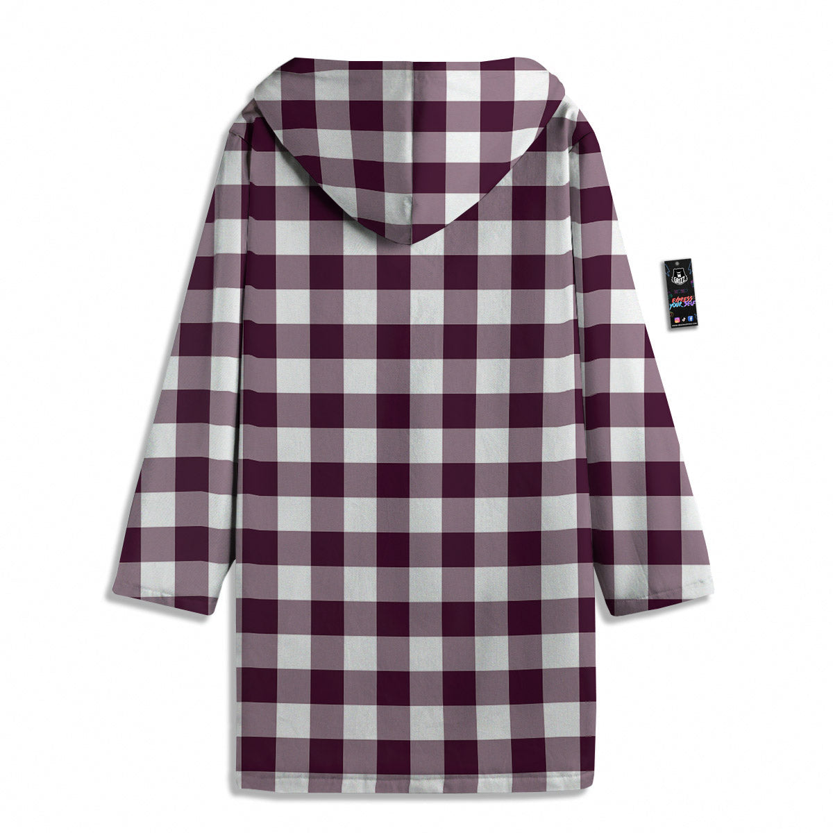 Check White And Burgundy Print Pattern Men's Windbreaker Jacket-grizzshop