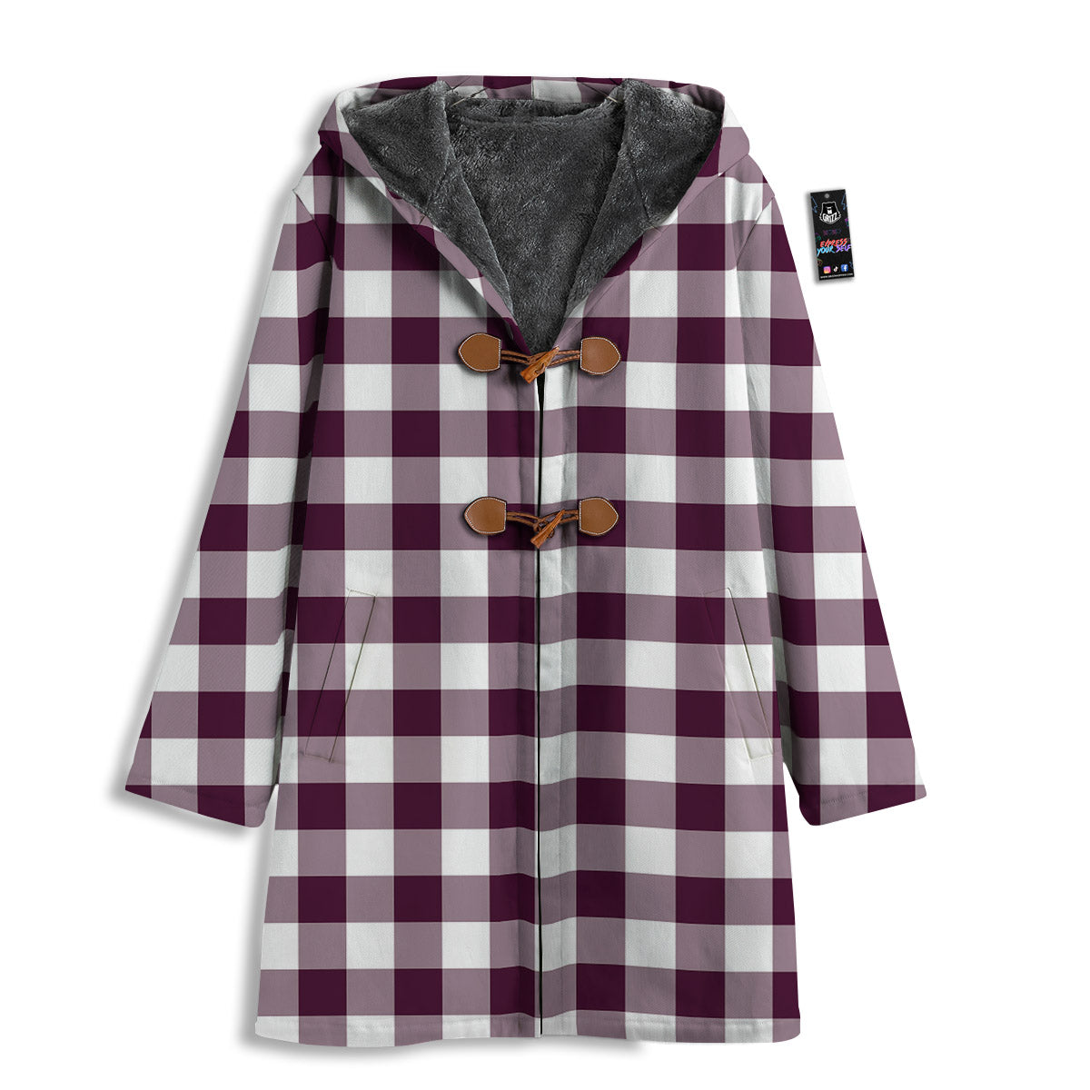 Check White And Burgundy Print Pattern Men's Windbreaker Jacket-grizzshop