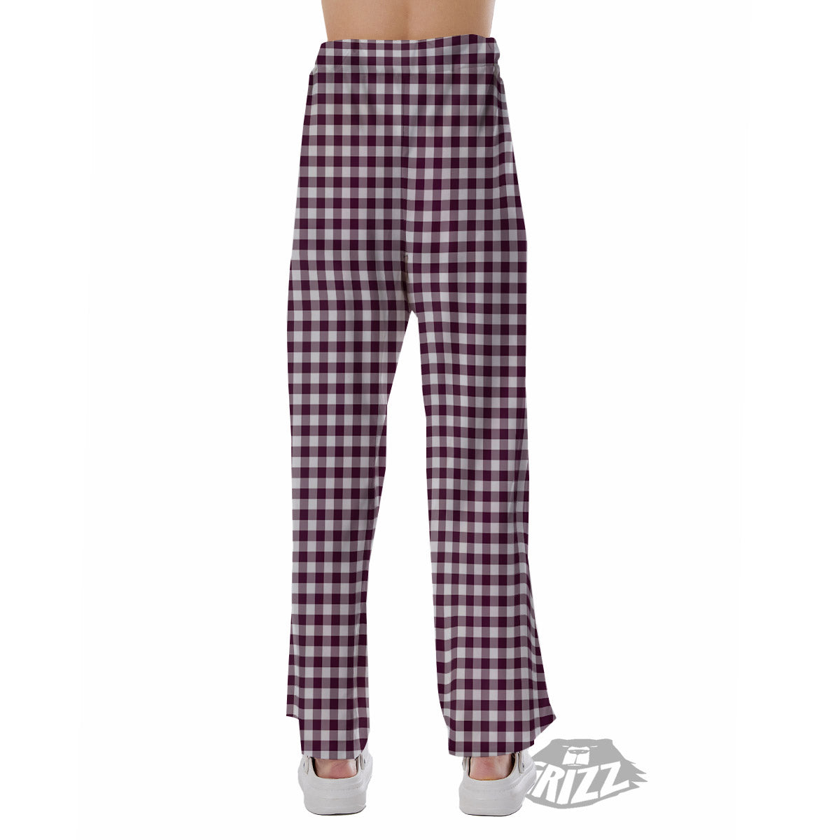Check White And Burgundy Print Pattern Pajama Pants-grizzshop